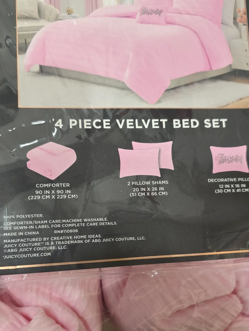 Juicy Couture Home Textured Velvet Plush Queen Comforter Set